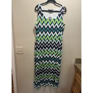 NWI Jessica Howard Womens Dress XL Multicolor‎ Sleeveless Chevron Lined Maxi